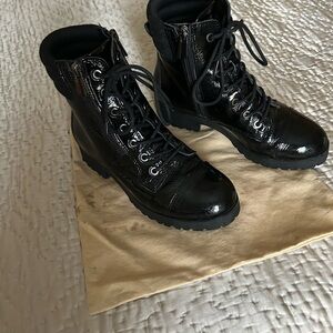 Glossy Black Women's Combat Boots